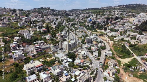 Abu Ghosh village From Above Near Jerusalem Highway, Aerial view on a beautiful day