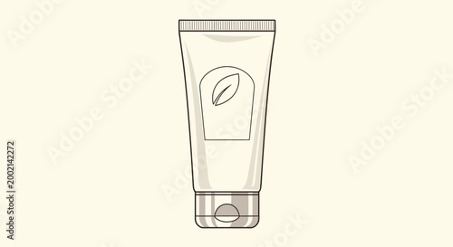 Skincare cream tube featuring a prominent leaf logo, signifying natural, organic, and eco-friendly beauty products for conscious consumers.