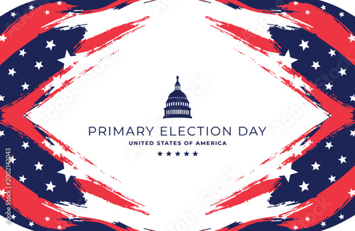 Primary Election Day United States of America Patriotic Voting Background With Capitol Emblem