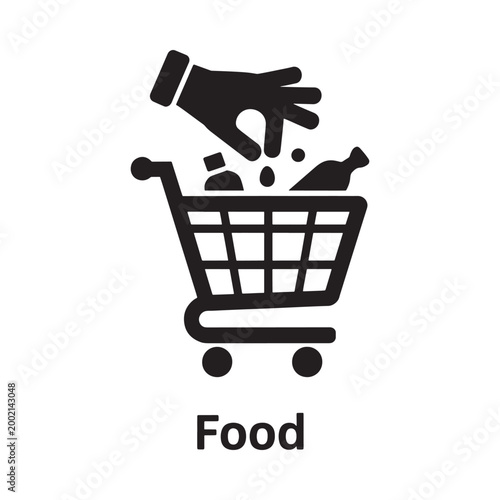 shopping cart icon with hand dropping items