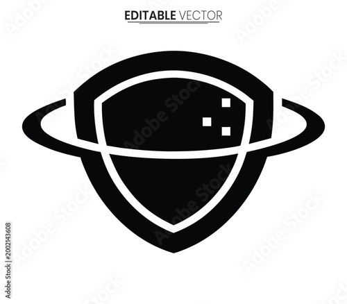 shield with orbital rings silhouette high quality professional detailed modern elegant stylish clean