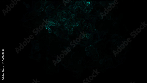 Billede på lærred Abstract Vector glowing smoke on black background with ethereal wisps of turquoise, creating a mysterious atmosphere