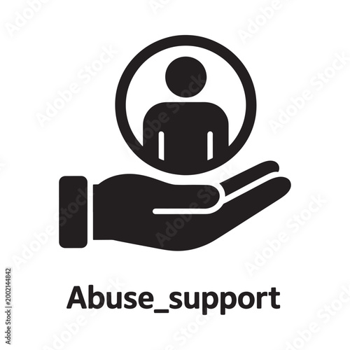 abuse support icon with hand holding person silhouette