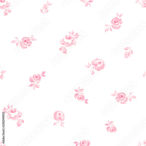 Seamless Floral Pattern Pink Roses Pastel Baby Nursery Background Cute Vintage Flowers