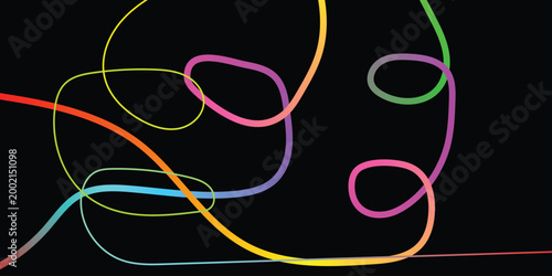 Abstract neon gradient flowing lines on dark background with colorful curves dynamic modern design