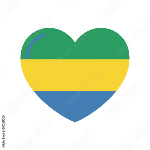 Free Download A heart shaped illustration of the Gabon flag with green, yellow, and blue horizontal stripes - GFXLoad