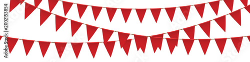 Tableau sur toile Vector set of red bunting flag garlands in minimal style