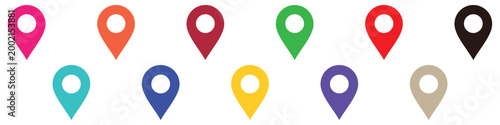 Schilderij op canvas Map location pins set colorful navigation markers vector illustration