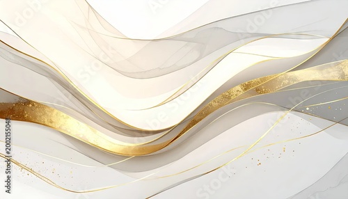 Abstract flowing waves with golden accents elegant artistic background