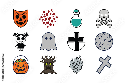 Title: Halloween Icon Bundle Clean Minimal Vector Set