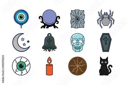 Title: Halloween Icon Bundle Clean Minimal Vector Set