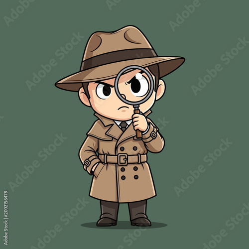 Fotografija Cartoon Detective Character with Magnifying Glass.