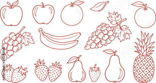 Fruit collection naive hand drawn vector illustration