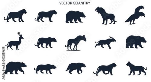 Collection of Silhouette Animals Vector Illustration.