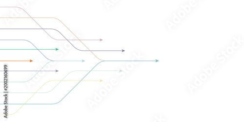 Photos Minimalist abstract data flow vector, colorful geometric lines merging into a si