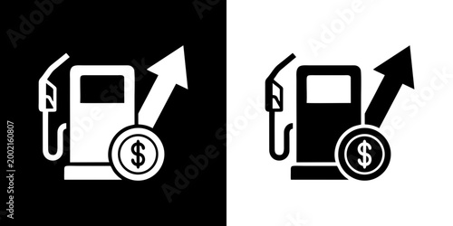Φωτογραφία Gas price increase icon with fuel pump upward arrow and dollar coin financial co