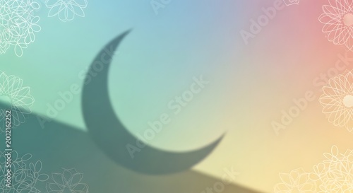 Crescent moon silhouette on soft pastel gradient background
