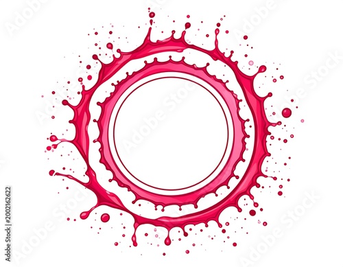 Red juice splash circle frame