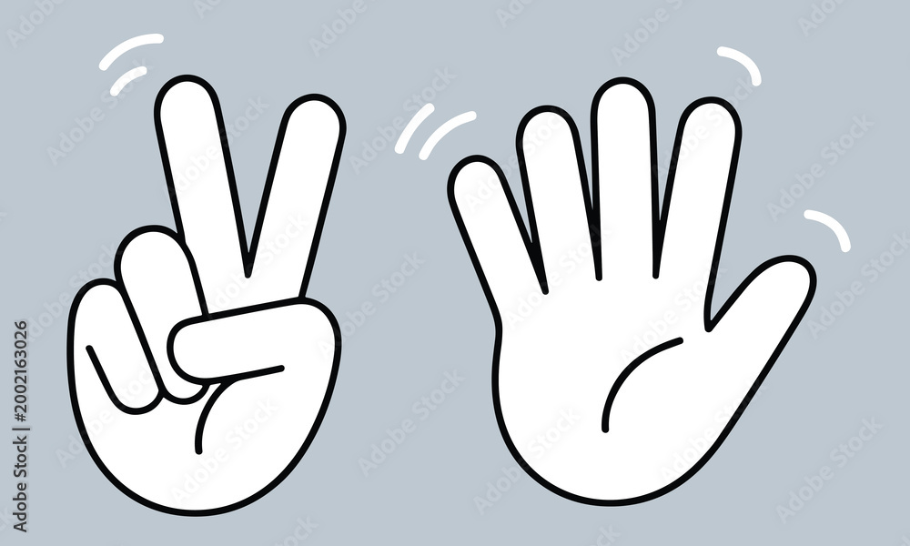 Obraz premium Hand Gesture Peace and Five Line Icons