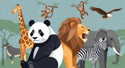 Collection of Diverse Wild Animals in a Naturalistic Setting.
