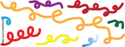 Colorful scribble art abstract lines and curves in vibrant hues