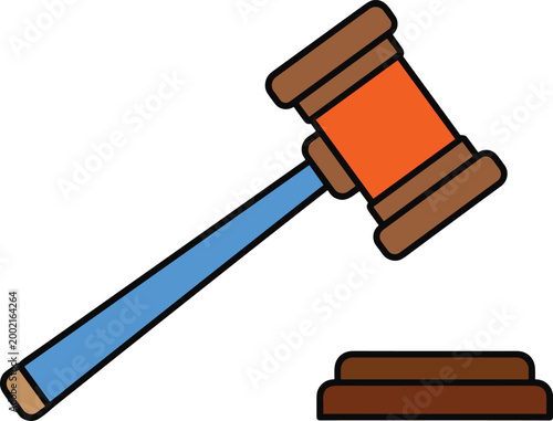 Judge Gavel Icon Illustration Symbolizing Law Court Justice Legal Decision Auction Hammer Vector Graphic