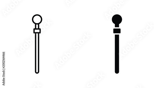 Scepter or staff outline and solid icon vector graphic for royalty authority and magic