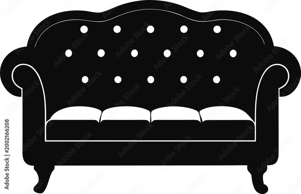 Fototapeta premium Sofa a deep buttoned quilted leather silhouette.