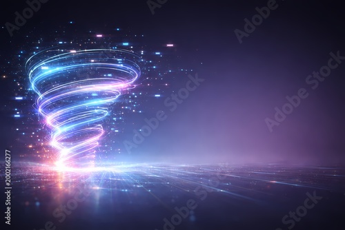 Cyber Spiral with Floating Data Points