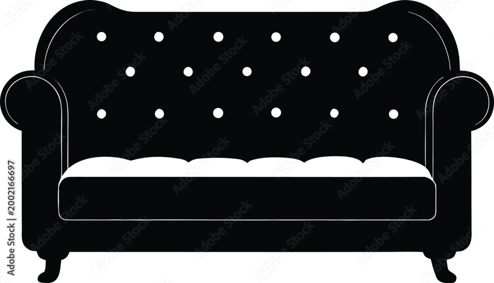 Fototapeta premium Sofa a deep buttoned quilted leather silhouette.