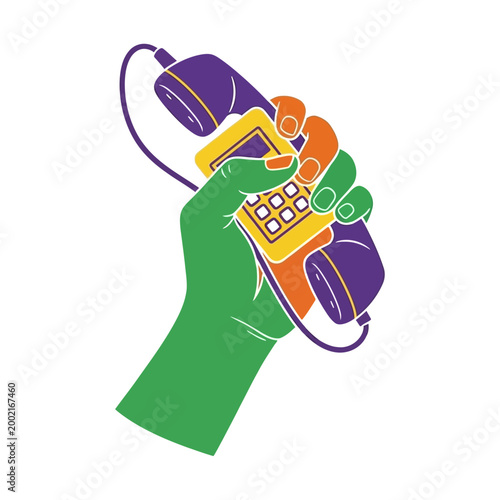 Bild auf Leinwand Retro Telephone Handheld Vector Illustration - Communication Icon