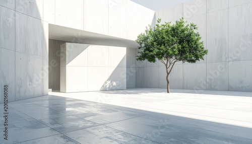 Modern architecture with a tree.