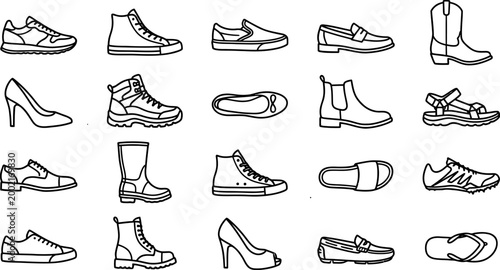 Shoes icon clip art collection. Editable stroke icons 