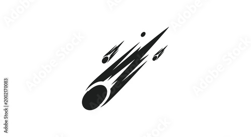 meteor silhouette with streaks and particles silhouette high quality professional detailed