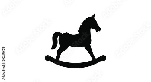 rocking horse silhouette on white background high quality professional detailed modern