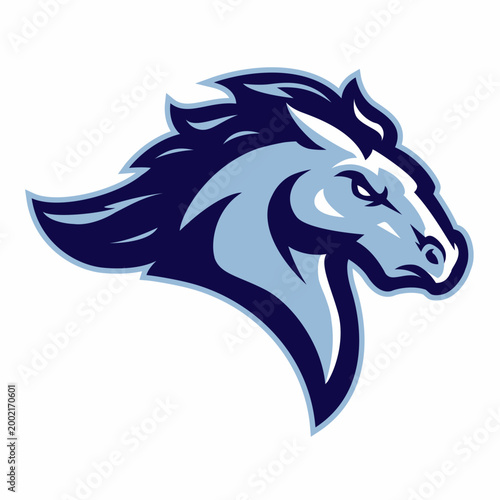 Blue horse stallion head mascot logo for gaming