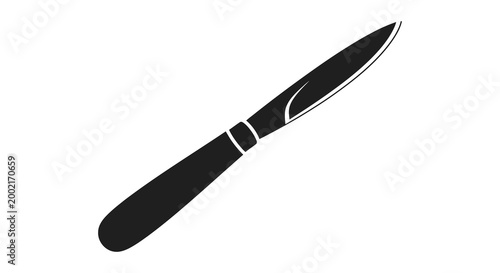 knife silhouette with black handle and blade on white background