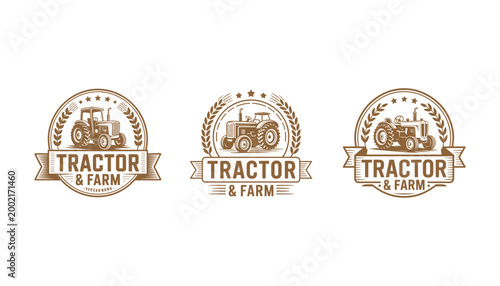 Tractor farm vector graphics vintage style illustrations for agricultural designs