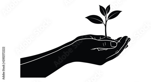 hands holding sapling silhouette high quality professional detailed modern elegant stylish clean crisp vibrant colorful digital creative innovative contemporary premium stunning
