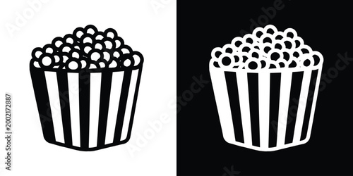 Popcorn bucket vector silhouette, Popcorn icon