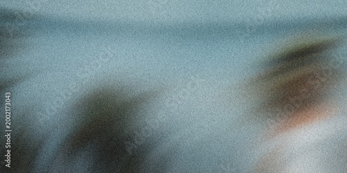 Fotografía Blurry image of people standing in a blue environment with shadows