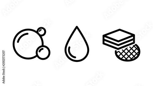 Abstract shapes icons for liquid bubbles water droplet and textured material surface with material abstract geometry scientific moisture condensation composition chemistry environment