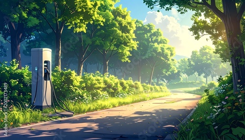 Lush green roadside charger