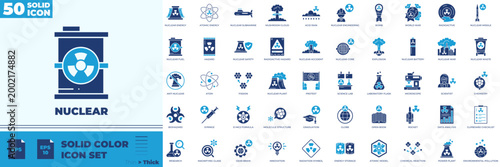 Nuclear Solid Color Editable Icons set