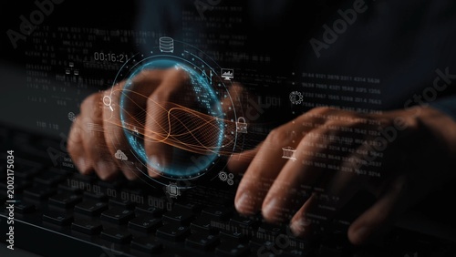 Tableau sur toile Global AI and data processing system enhances data, AI, and processing efficienc