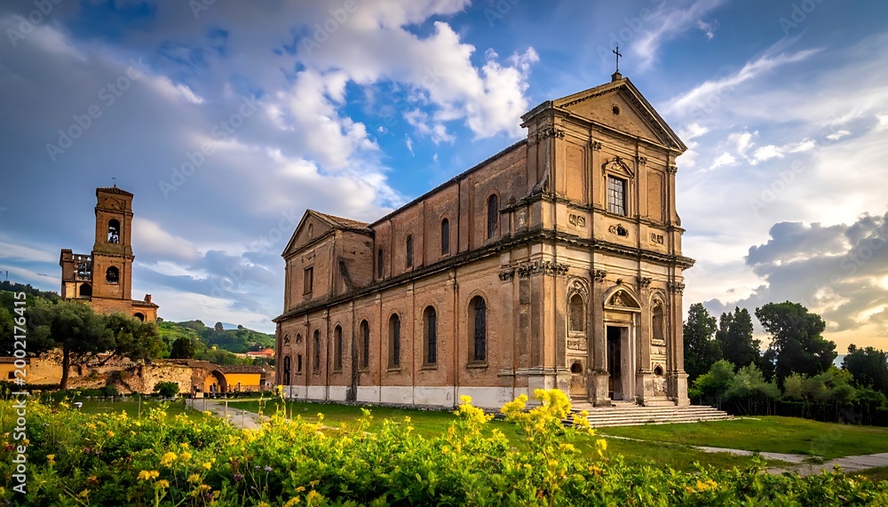 Fototapeta premium Italian church with garden