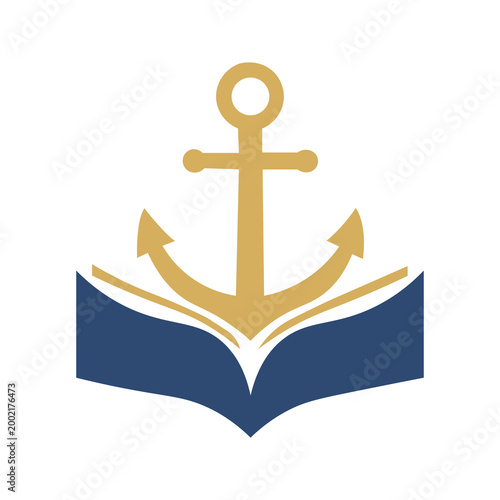 Anchor and Open Book Symbol for Education