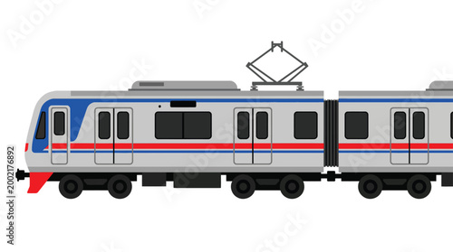 Silver commuter train car vector