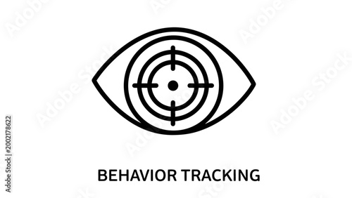 Icon representing behavior tracking with an eye and target behavior tracking observation monitoring surveillance analysis illustration security research consumer activity identification