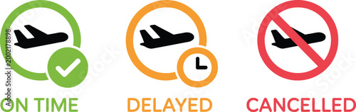 Flight Status Icons Showing On Time Delayed Cancelled